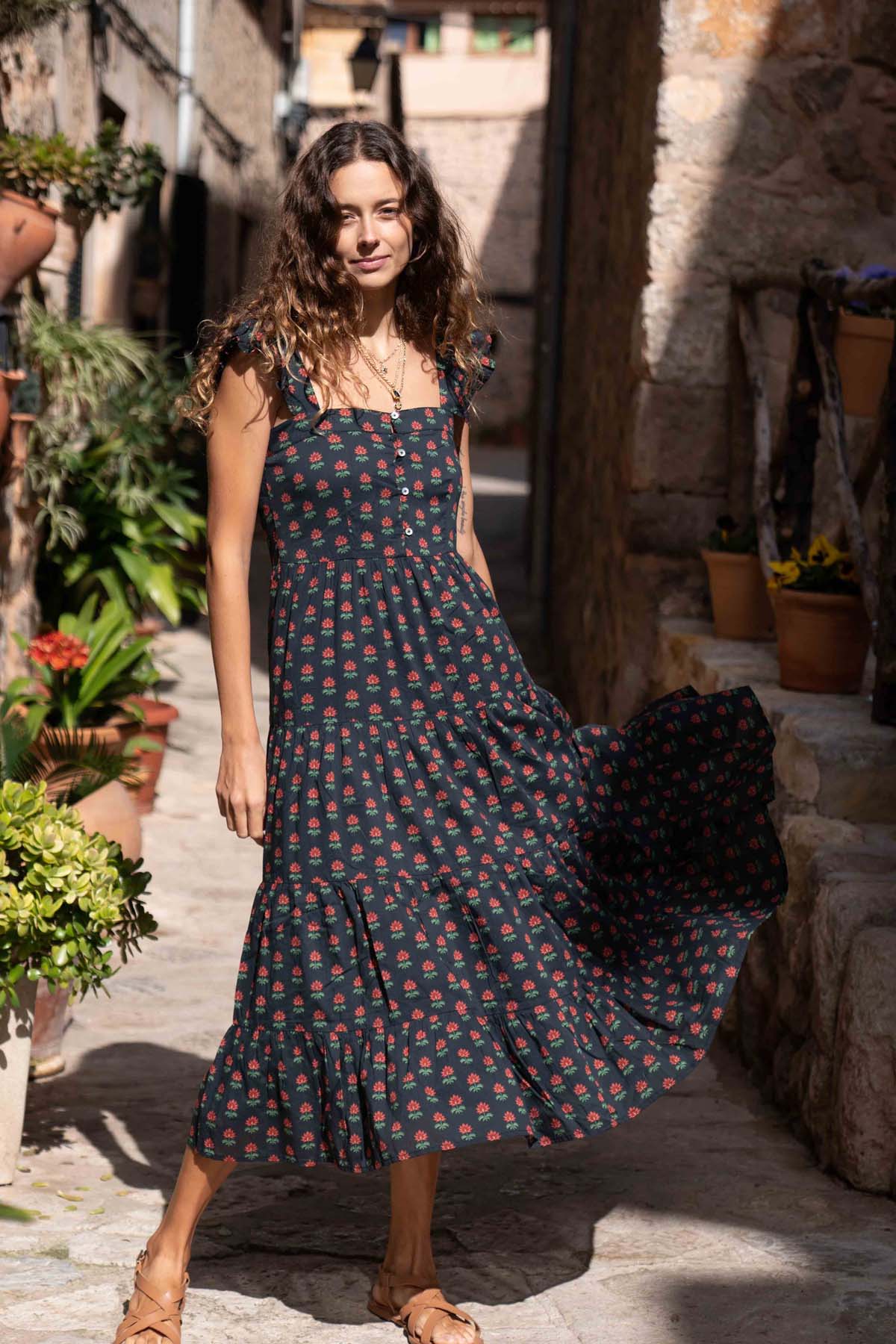 Marie Brown Floral Midi Sundress