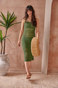PRE-ORDER: Paola Green Crochet Midi Dress
