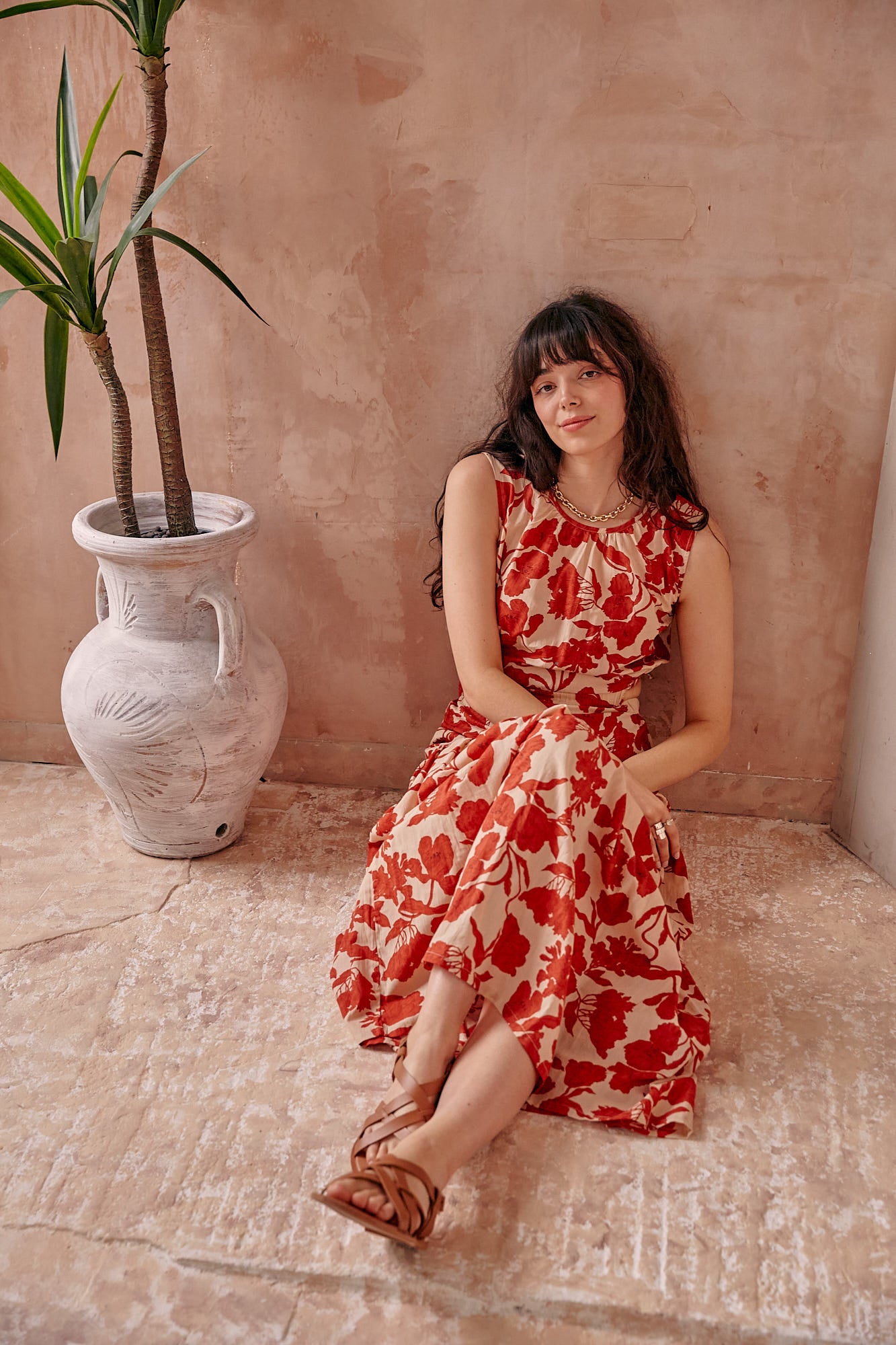 red cut-out flower dress Cutout Flower Dress