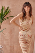 Sardinia Beige Crochet Midi Dress