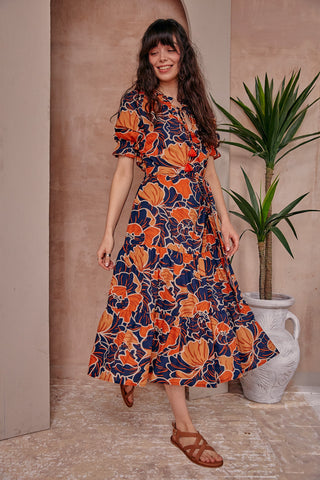 Zara Bardot Midi Dress in Tropical Print L'Atelier London Zara Bardot Midi Dress in Tropical Print L'Atelier London