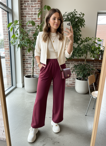 Red chic pants