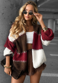 Red white soft wool cosy chic cardigan