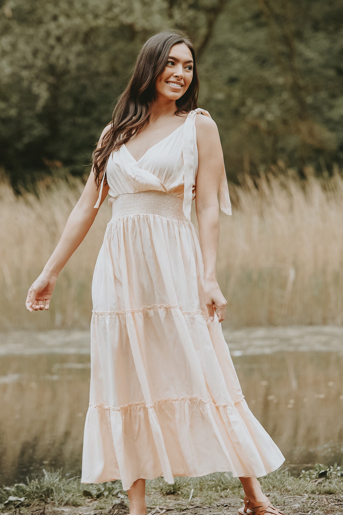 Maisie Light Pink Midi Dress L'Atelier London Maisie Light Pink Midi Dress L'Atelier London