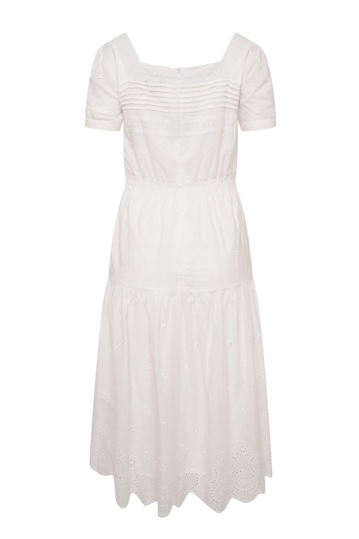 Stella White Cotton Broderie  Midi Dress