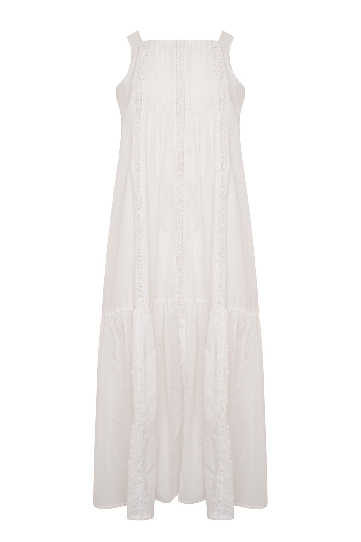 Isabella White Cotton Midi Dress
