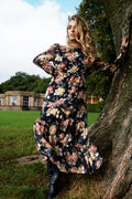 Annecy Dark Floral Midi Dress