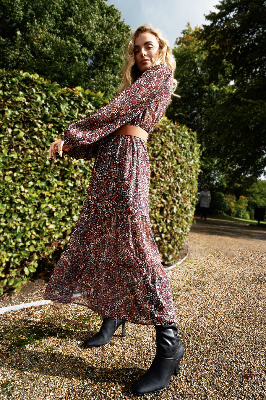 ditsy floral midi dress uk Ditsy Floral Print Milkmaid Midi Dress