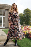Ivy Brown Floral Print Midi Dress