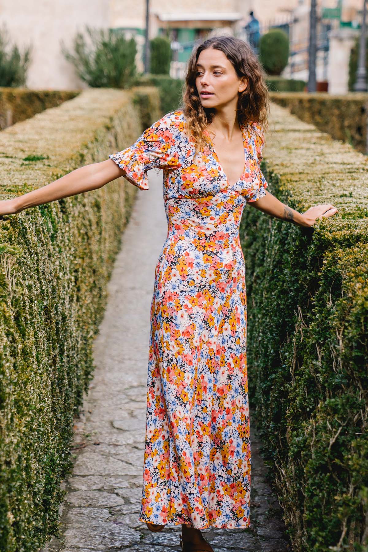 Miriam Floral Bias Cut Midi Dress