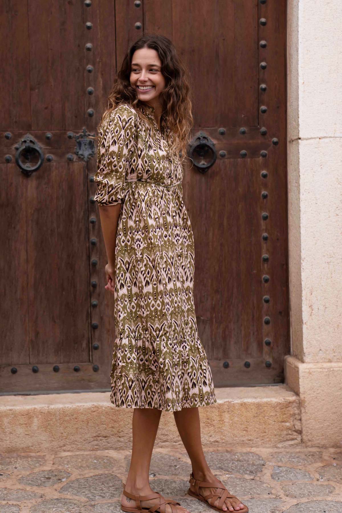 Raelynn Green Ikat Tunic Midi Dress L'Atelier London Raelynn Green Ikat Tunic Midi Dress L'Atelier London